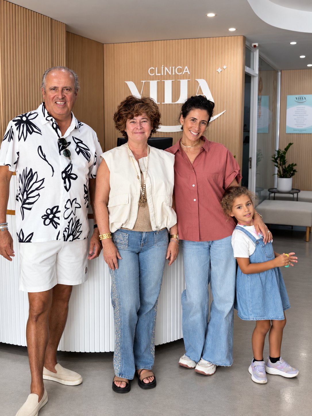Família na receção da Clínica Villa